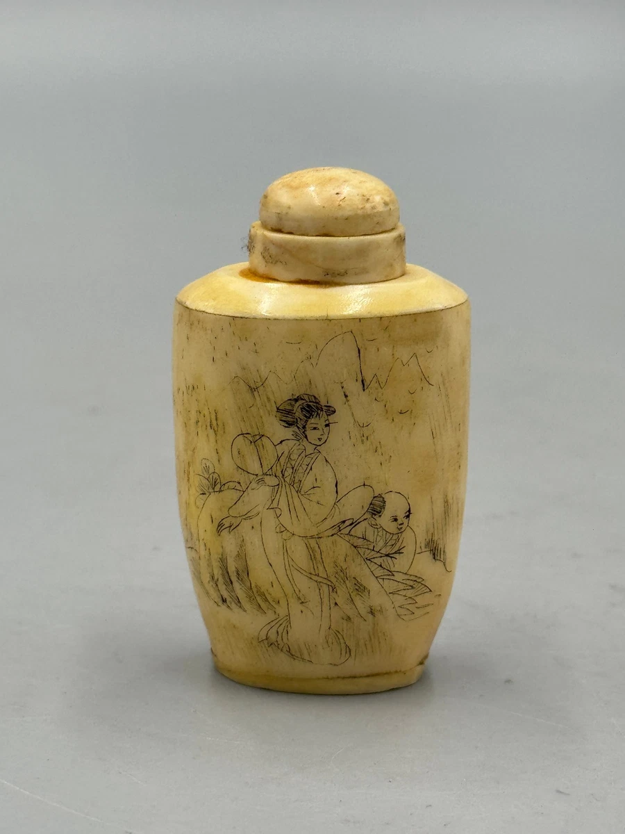 象牙色骨釉中国古董鼻烟壶| eBay