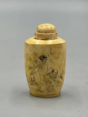 象牙色骨釉中国古董鼻烟壶| eBay
