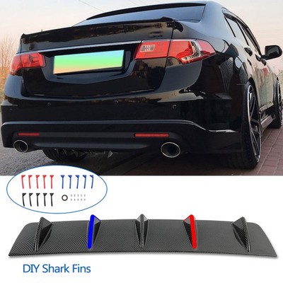 For Honda Accord Carbon Rear Bumper Diffuser Spoiler Splitter Lip DIY Shark Fins