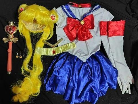 Sailor Moon Uranus Cosplay Costume Set with Wig Weapon Accessories M Used - 第 1/7 張圖片