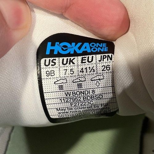 HOKA ONE ONE Bondi 8 Shoes Womens 9B White Mint Blue Running Max Cushion 1127952 - Picture 11 of 11