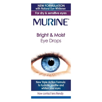 Murine Bright & Moist: Whitens, Hydrates, Soothes Dry/Sensitive Eyes - 15ml