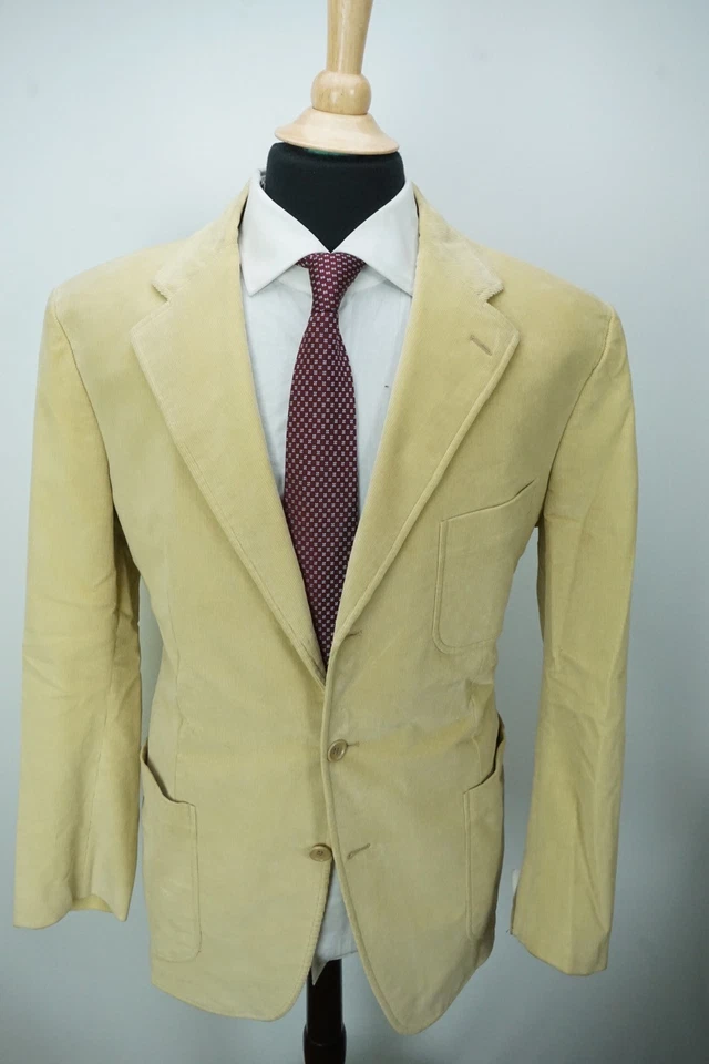 Chaqueta Abrigo Deportivo Burberry London Amarillo Beige Pana Mezcla Algodón 46R NUEVA Foto 3 de 4
