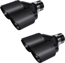 Vechkom 2PCSDual Exhaust Tip 3" Inlet 4" Outlet 10" Overall Length Carbon Fib...
