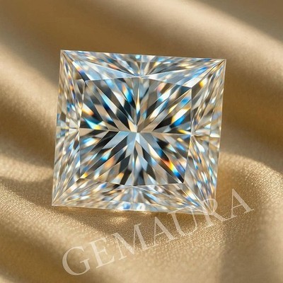 White Diamond 3 Carat+ Princess Cut   Sharp Fire & Modern Luxury Sparkle