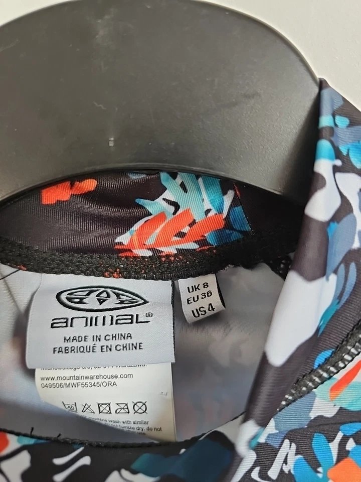 Animal Cropped Stretchy Surf Swim Top Beach Size 8 - Image 3 of 4