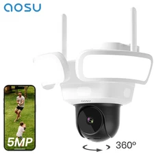 AOSU 3K Security Camera Outdoor Wired,360°  Surveillance,2600-Lumen Floodlight