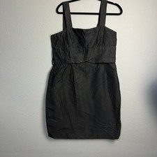 Talbots Black Cotton Silk Sheath Babydoll Dress Sz 16 Knee Length Career Office