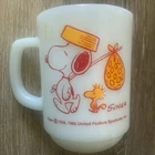 Vintage Snoopy Come Home Anchor Hocking Fire King Milk Glass Mug 1965