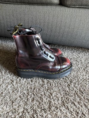 Dr. Martens Sinclair Burgundy Arcadia Leather Platform Jungle Boots Size 8
