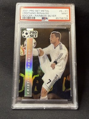 2021 Pro Set Metal Cristiano Ronaldo Soccer Rainbow Silver PSA 9 10/20 Numbered