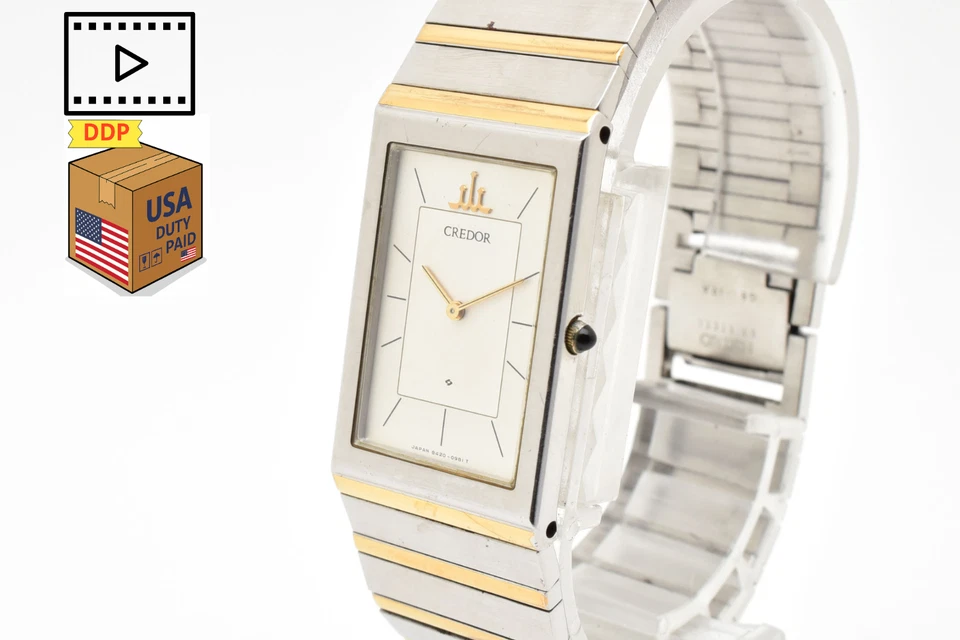 Vintage 1985 [Exc+5 w/Box] SEIKO Credor 8420-6400 Gold 22K Men's Quartz Watch JP - Image 3 of 4