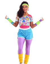 Women's Work It Out 1980s Gym Let's Get Physical Costume SIZE M Used w/defect 