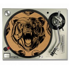 Grizzly Bear Vinyl CORK DJ SLIPMATS / Turntable SLIP MATS