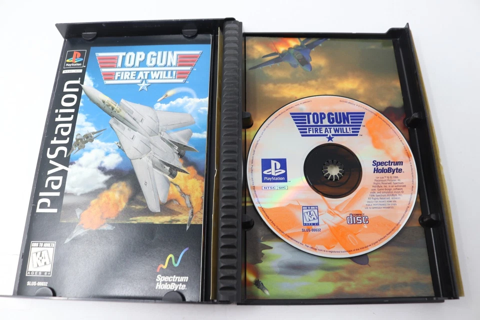 Top Gun Fire At Will PS1 Playstation 1 Long Box Video Game Complete CIB Tested - Image 3 of 4