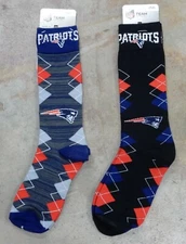 2 Pack NFL New England Patriots Socks Gift Dress Argyle Fan Nation Black Gray