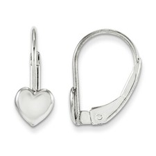 14K White Gold Polished Heart Leverback Earrings Madi K Children's Jewelry