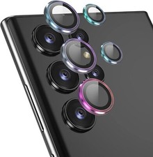 For Samsung Galaxy S23 S22 Ultra Tempered Glass Camera Lens Protector Metal Ring
