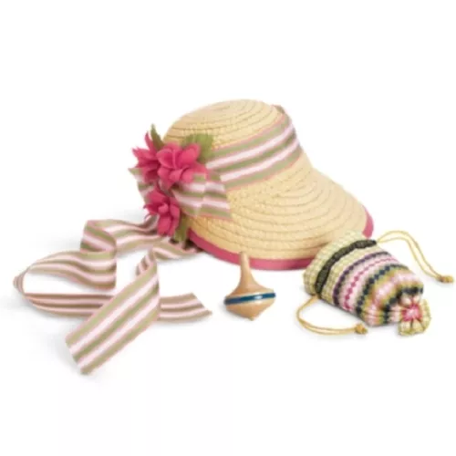 American Girl Caroline ACCESSORIES bonnet purse wooden top F1308