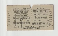 Railway Ticket CLC Farnworth to Warrington Central 3rd Monthly Return Edmondson