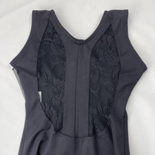 NWT EUROTARD BLACK Lace Y-Back Tank Dance Spandex Leotard 45879C Girls Size M