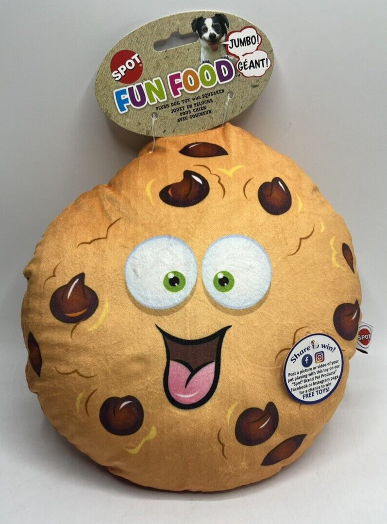 Plush Dog Toy With Squeaker Approx. 11" Jumbo Cookie