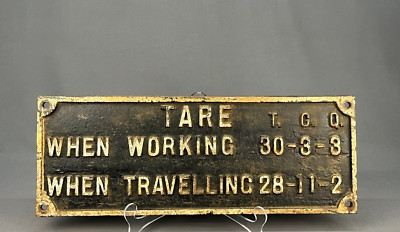 Antike Gusseisen Humes Berg Hartschalenkoffer T.C.Q. Schild 21'' x 8''