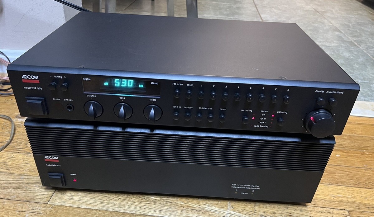 Adcom GFA-545 Power Amplifier, Solid-State Amp, 2 Ch & Adcom GTP