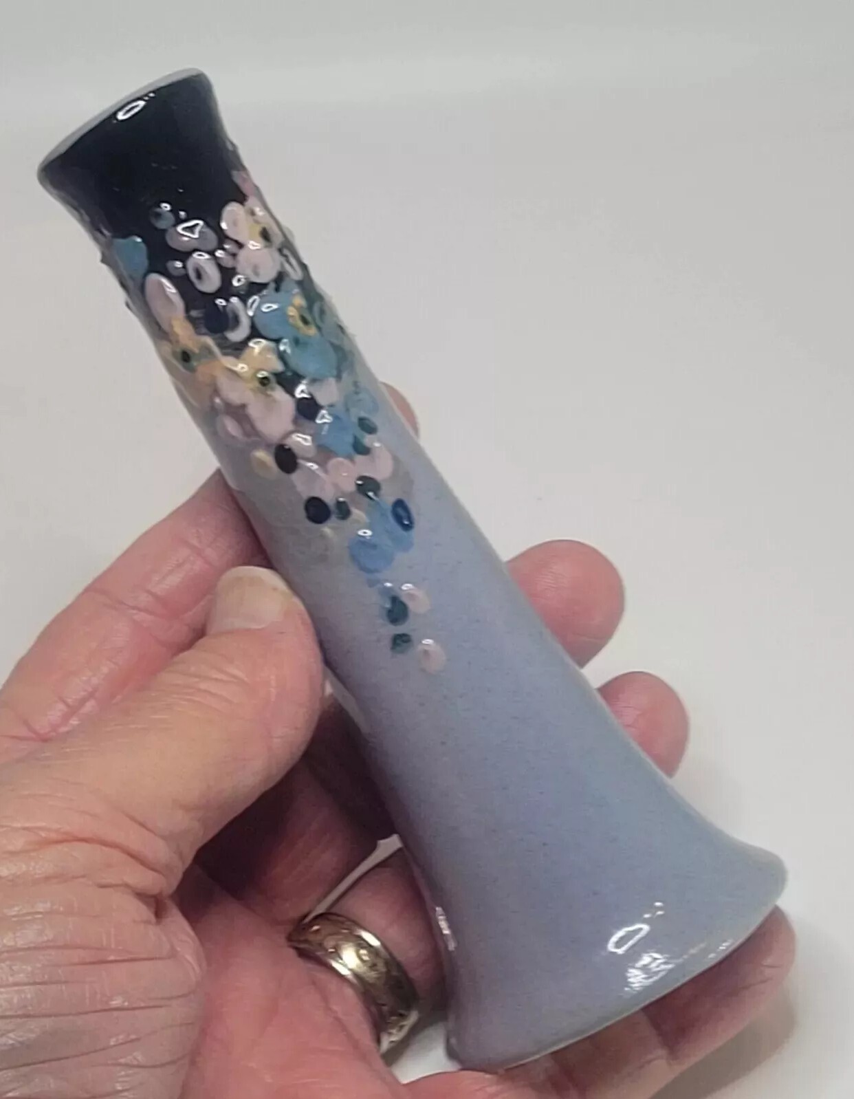 Weller Etna Bud Vase Handpainted Raised Flower ARTS & CRAFTS Style 5.75" READ