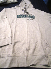 NWT NFL PHILADELPHIA EAGLES WOMENS ZIP FRONT HOODED HOODIE SWEATSHIRT GRAY 1x