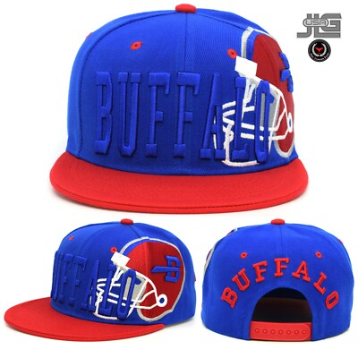 Buffalo New Leader Super Wall B Helmet Embroidery Snap Back Royal Red Hat Cap