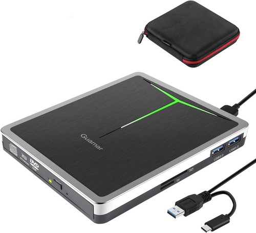 External CD DVD Drive, USB 3.0 USB-C CD/DVD+/-RW Burner Writer Portable CD ROM - Picture 2 of 9