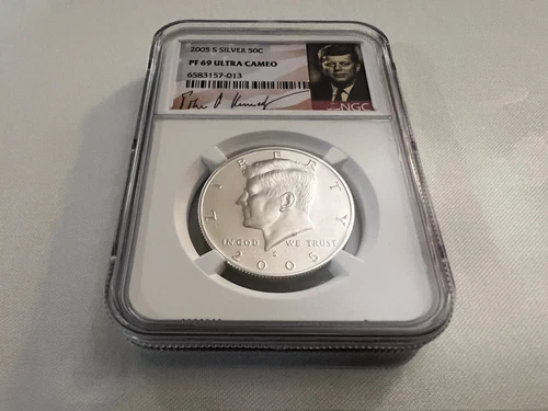 2005-S SILVER KENNEDY HALF DOLLAR NGC PF69 ULTRA CAMEO (PORTRAIT LABEL)