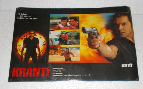 KRANTI 8pc RARE LOBBY CARD Bollywood Orig 2002 Bobby Deol Vinod 26X16.5 - Picture 6 of 8