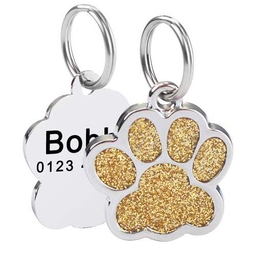 Targhette Personalizzate per Cani Incise Personalizzate Gatti Cani Pet ID Nome Tag Collare Bling Paw - Foto 6 di 23