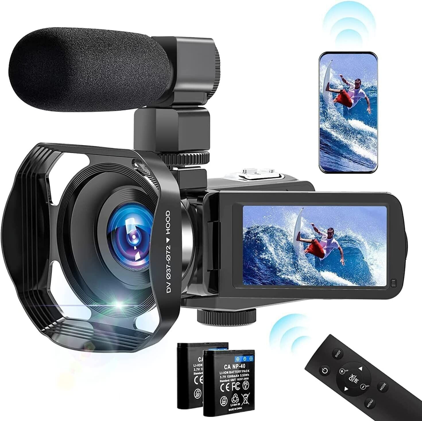 Videokamera Camcorder 4K 56MP WiFi IR Nachtsicht Videokamera Full HD 3,0 