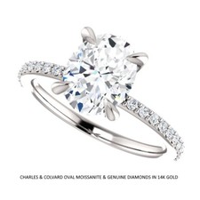2.00 Carat Charles & Colvard Oval Moissanite Ring in 14k White Gold