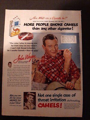 john wayne cigarette case CAMEL CIGARETTE PRINT AD JOHN WAYNE