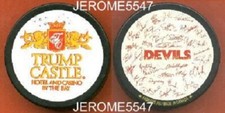 NEW JERSEY DEVILS TRUMP CASTLE TEAM facsimile SIGNATURE NHL PUCK - LAST1
