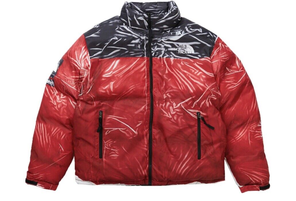 SUPREME SS23 THE NORTH FACE TROMPE L’OEIL PRINTED NUPTSE JACKET RED SIZE XL✅