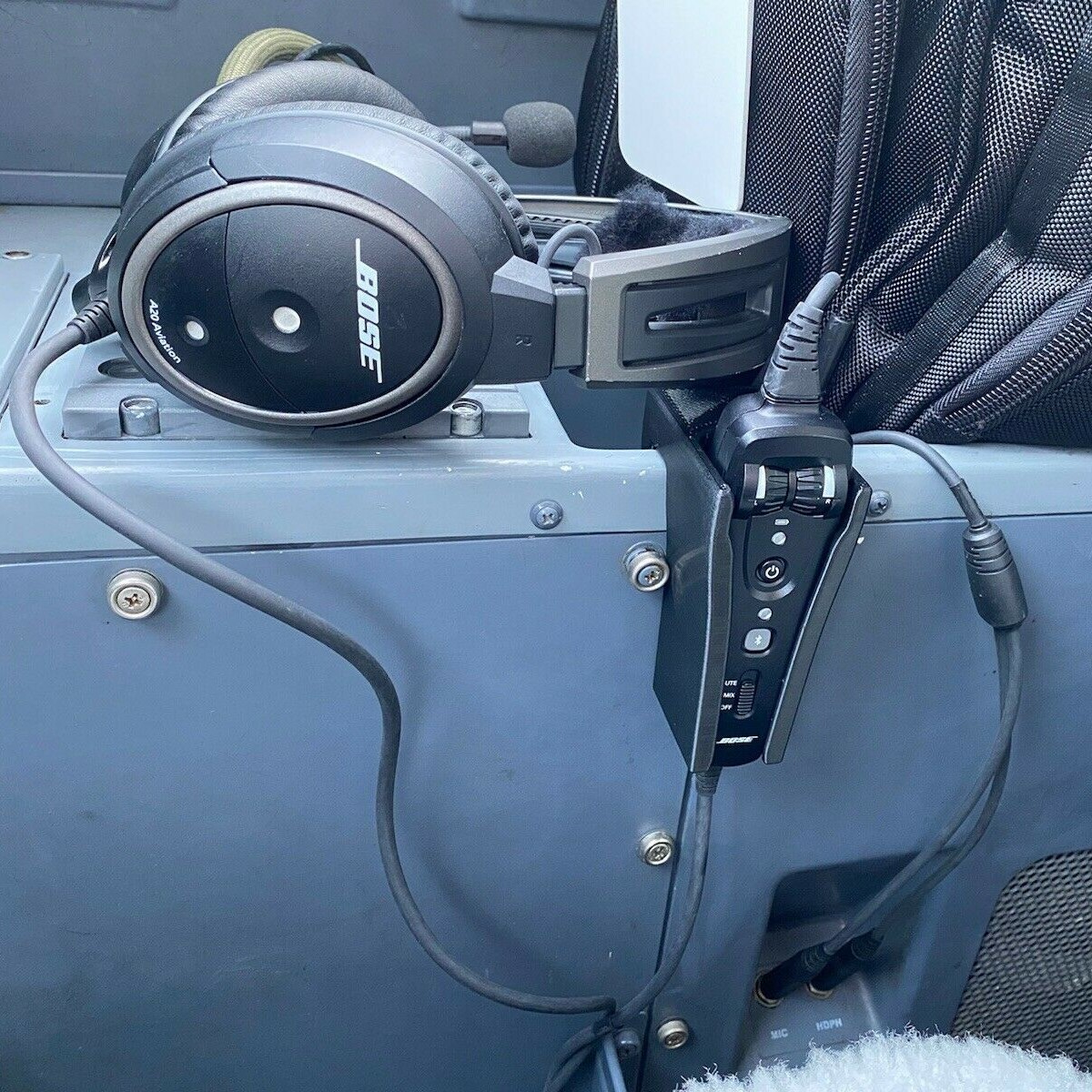 Bose A20 Headset Controller Mount | Hook-On | Fits CRJ Bose A20 Headset Controller Mount | Hook-On | Fits CRJ