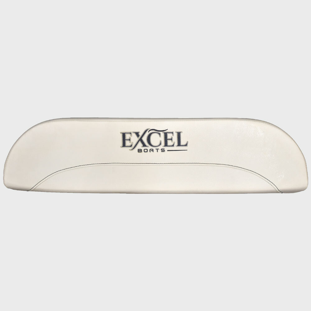 Excel Boat Leaning Post Backrest Cushion in White with Gray Logo