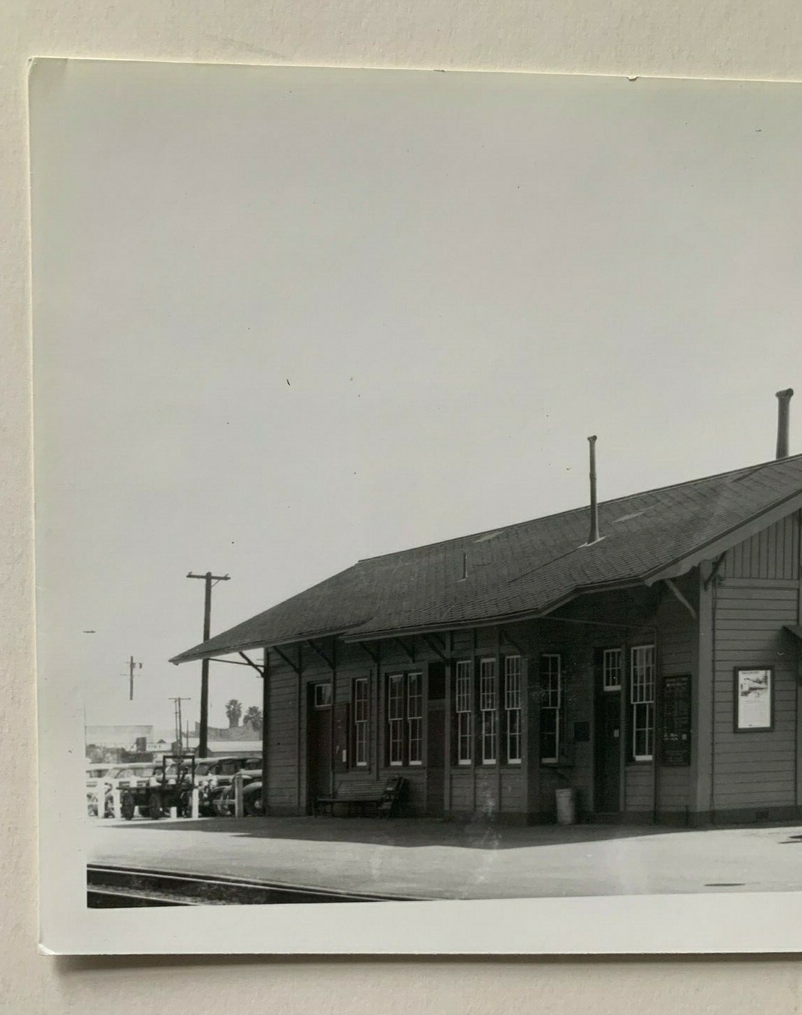 5x8 B&W Photo ca 1940s Sunnyvale California Railroad Depot station