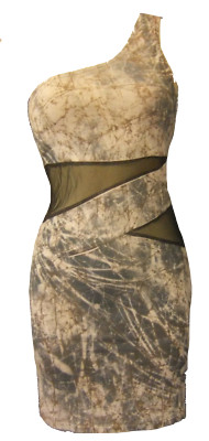 TINK & FUNK beige stretchiges One Shoulder Kleid Gr. S