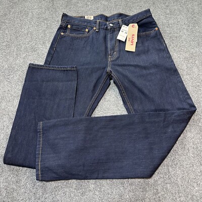 Levis 505 Jeans Mens 34x34 Blue Denim Cotton Regular Fit Mid Rise Straight Leg