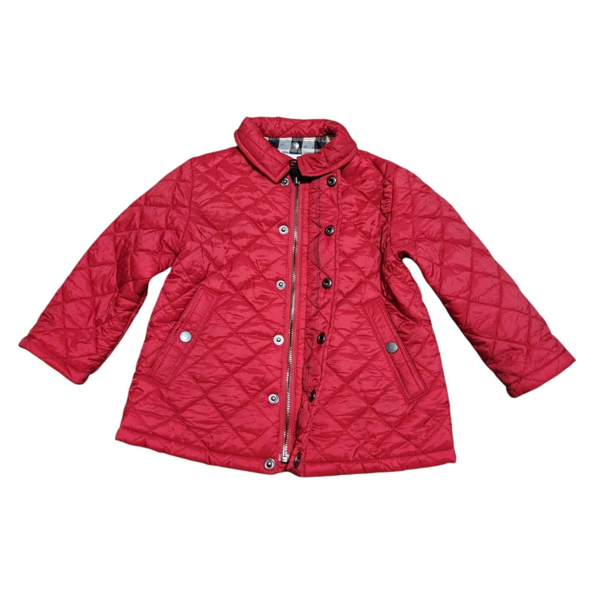 BURBERRY Children Burgundy Red Quilted Nova Check Jacket Girl's