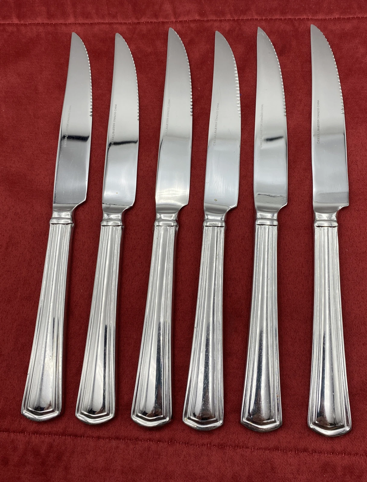 Reed & Barton Palladian Serrated Hollow Handle Steak Knife Set Of 6