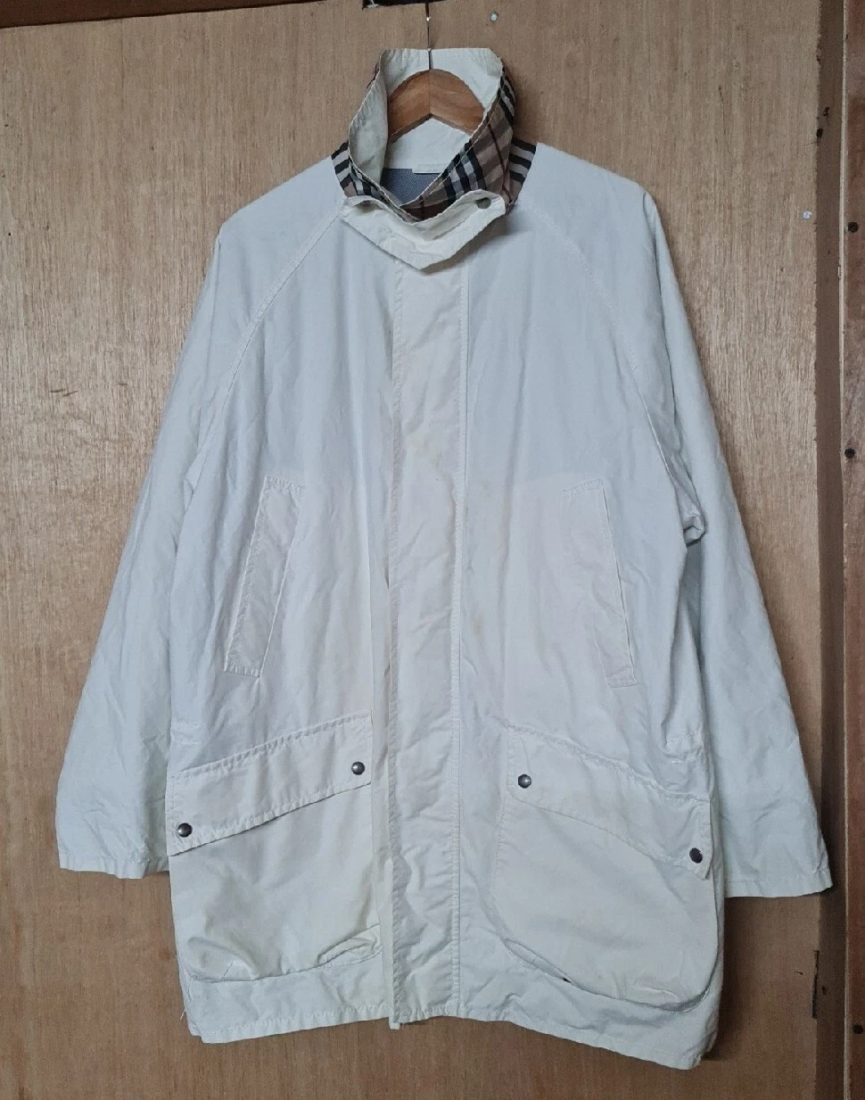 Giacca cappotto Burberry London da uomo taglia media con cappuccio rimovibile