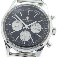 BREITLING WATCH AB0151 TRANSOCEAN CHRONOGRAPH DATE AUTOMATIC BLACK DIAL SS MEN'S