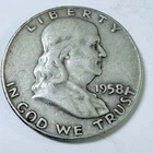 1958 D Franklin Half Dollar 90% Silver Circulated Coin Free Shipping #8297